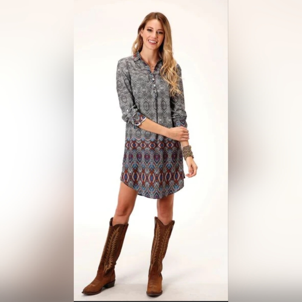 Women's Roper Southwestern Boder Print Dress Size Small Western Cowgirl